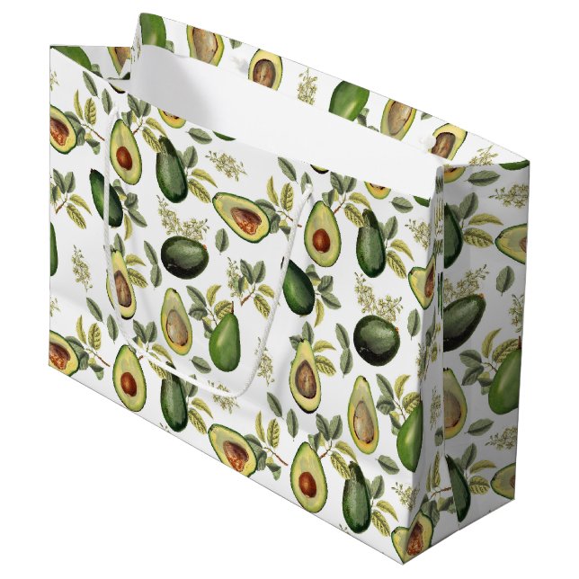 Bolsa De Regalo Grande Patrón botánico de aguacate acuarela (Angulo Anverso)