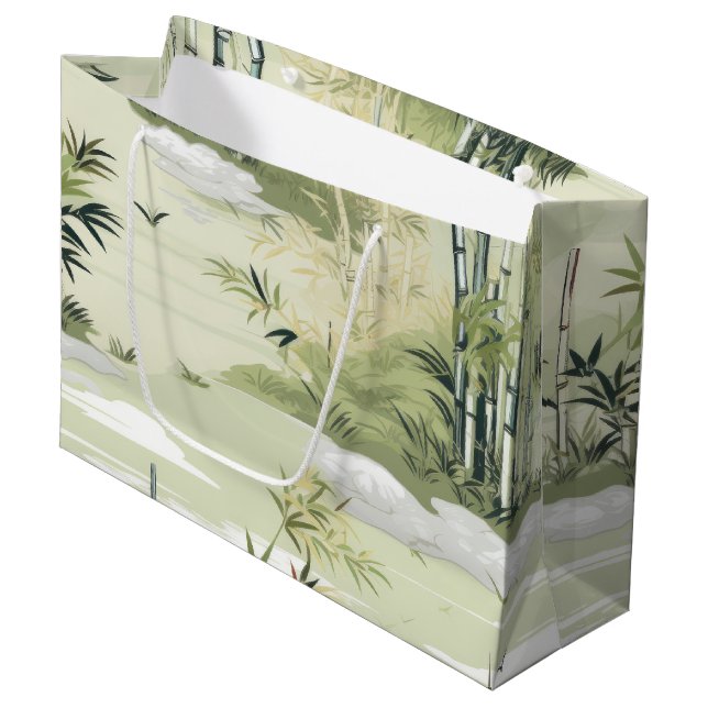 Bolsa De Regalo Grande Patrón botánico del bosque de bambú Zen (1) (Angulo Anverso)