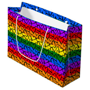 Bolsa De Regalo Grande Patrón cardíaco arco iris