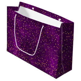 Bolsa De Regalo Grande Patrón Celeste de Estrellas Moradas y Amarillas