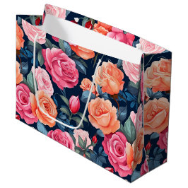Bolsa De Regalo Grande Patrón Chiffon de Rosas de Naranja rosado rojo