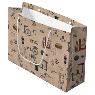 Bolsa De Regalo Grande Patrón científico mecánico de la ingeniería antigu