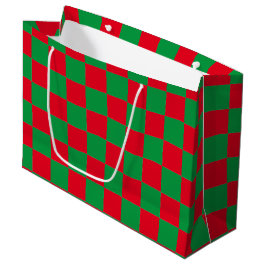 Bolsa De Regalo Grande Patrón clásico rojo y verde a cuadros