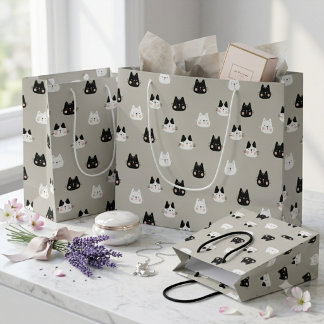 Bolsa De Regalo Grande Patrón continuo de gatos dormidos lindos