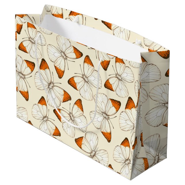 Bolsa De Regalo Grande Patrón de acuarela de mariposas (Angulo reverso)