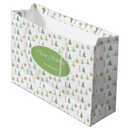Bolsa De Regalo Grande Patrón de acuarela de pino colorido moderno