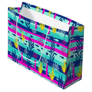 Bolsa De Regalo Grande Patrón de Acuarela Náutica Retro (5)