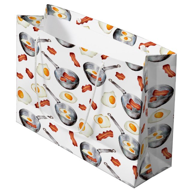 Bolsa De Regalo Grande Patrón de alimentos de Bacon y Huevos para el desa (Angulo Anverso)