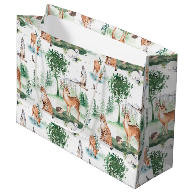 Bolsa De Regalo Grande Patrón de animales de Woodland Baby (Angulo Anverso)