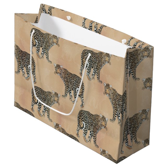 Bolsa De Regalo Grande Patrón de animales del Leopardo Dorado simple (Angulo Anverso)