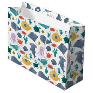 Bolsa De Regalo Grande Patrón de animales oceánicos de color de agua suav