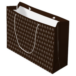 Bolsa De Regalo Grande Patrón de árbol de Navidad chocolate oscuro