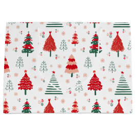 Bolsa De Regalo Grande Patrón de árbol festivo Navidades escandinavos