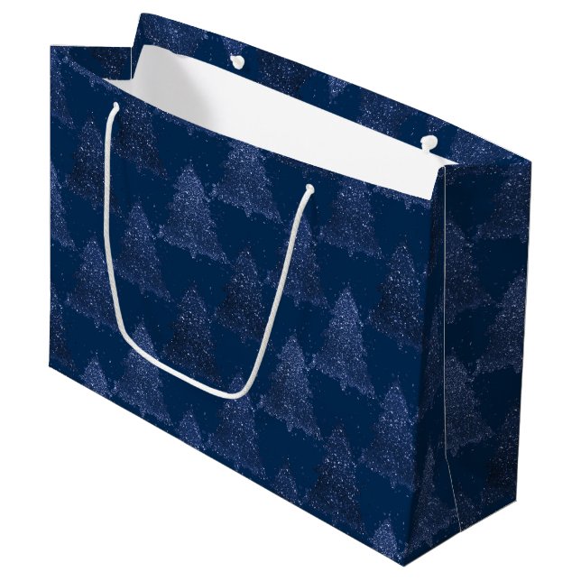 Bolsa De Regalo Grande Patrón de árbol móvil | Navidades azul de la Marin (Angulo Anverso)