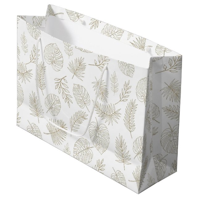 Bolsa De Regalo Grande Patrón de arte de línea botánica minimalista (6) (Angulo Anverso)