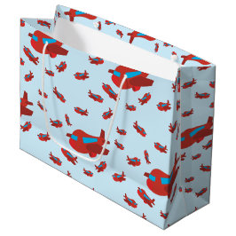 Bolsa De Regalo Grande Patrón de avión rojo y azul