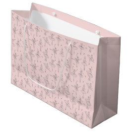 Bolsa De Regalo Grande Patrón de Bailarina Rosa y Plata