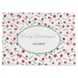 Bolsa De Regalo Grande Patrón De Boho Rojo Y Verde Moderno