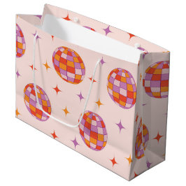 Bolsa De Regalo Grande Patrón de bolas de discoteca coloridas retro