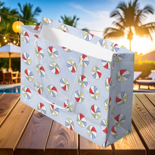 Bolsa De Regalo Grande Patrón de bolas de playa de verano curas (Summer beach ball pattern large gift bag.)