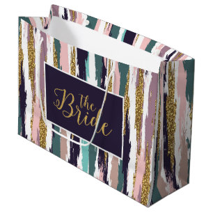 Bolsa De Regalo Grande Patrón de brochas de colores vivos y desordenados