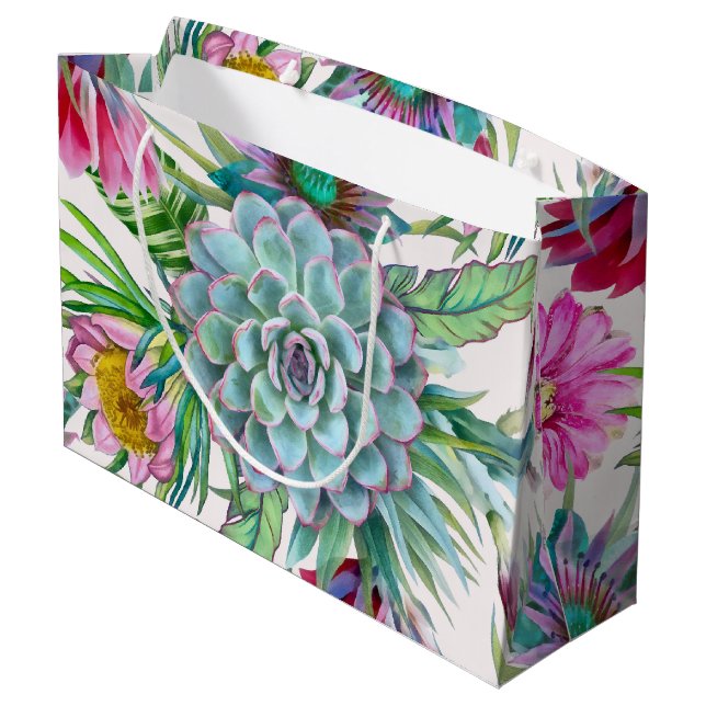 Bolsa De Regalo Grande Patrón de Cacti (Angulo reverso)
