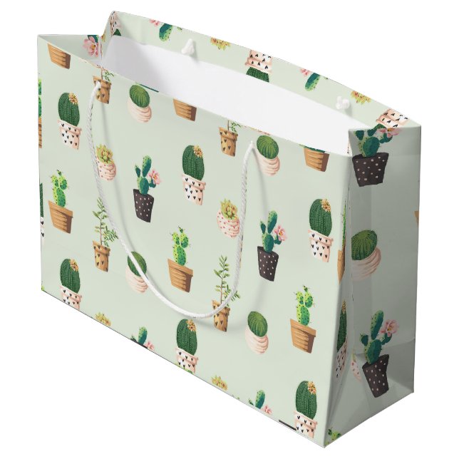 Bolsa De Regalo Grande Patrón de cactus - Planta correcta (Angulo reverso)