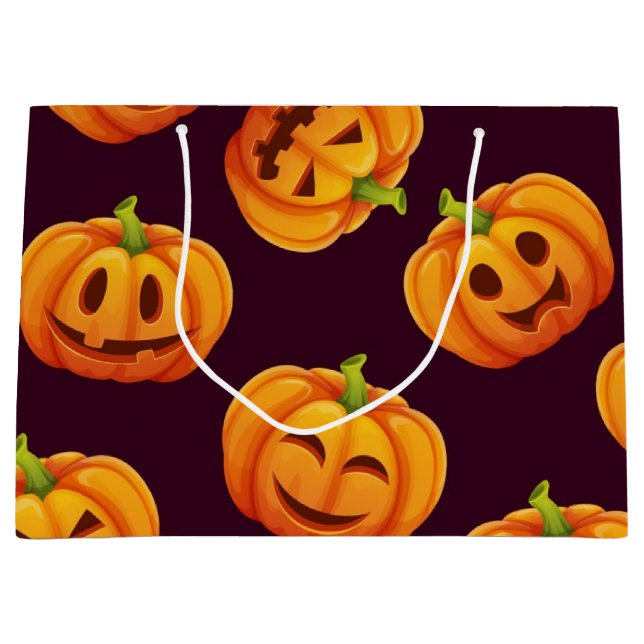 Bolsa De Regalo Grande Patrón de calabaza (Anverso)