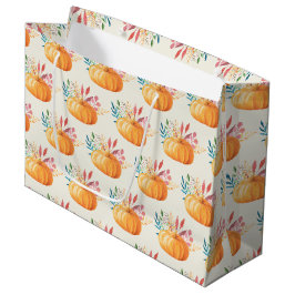 Bolsa De Regalo Grande Patrón de calabaza de color de agua Naranja suave