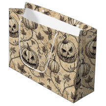 Patrón de calabaza de Halloween vintage con viñeta