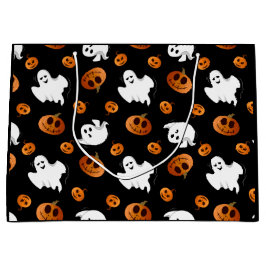 Bolsa De Regalo Grande Patrón de calabaza fantasma de Halloween