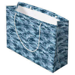 Bolsa De Regalo Grande Patrón de camuflaje pixelado militar azul