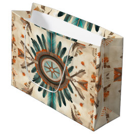 Bolsa De Regalo Grande Patrón de Catcher de Sueños Retro de Feather Nativ