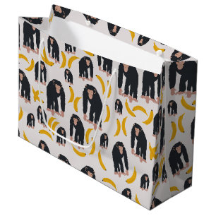 Bolsa De Regalo Grande Patrón de chimpancés y banana de monos
