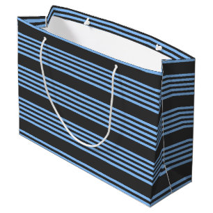 Bolsa De Regalo Grande Patrón de cinco bandas de azul y carbón vegetal