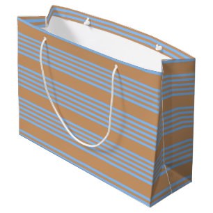 Bolsa De Regalo Grande Patrón de cinco rayas azul y marrón