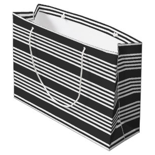 Bolsa De Regalo Grande Patrón de cinco rayas blanco y carbonífero