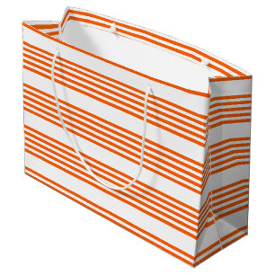 Bolsa De Regalo Grande patrón de cinco rayas blanco y naranja