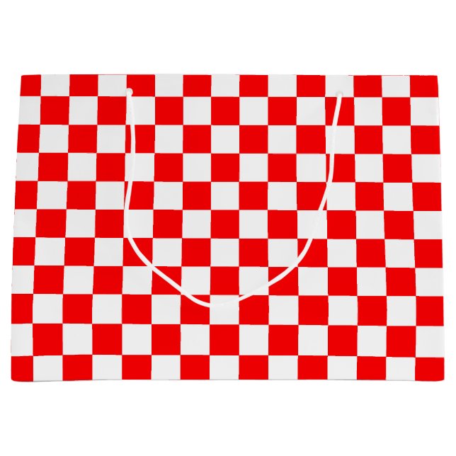 Bolsa De Regalo Grande Patrón de comprobación de blanco rojo (Anverso)