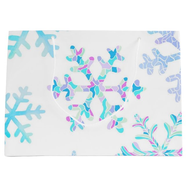 Bolsa De Regalo Grande Patrón de copo de nieve (Anverso)