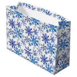 Bolsa De Regalo Grande Patrón de copos de nieve en acuarela