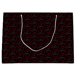 Bolsa De Regalo Grande Patrón de corazón de amor en negro