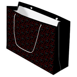 Bolsa De Regalo Grande Patrón de corazón de amor en negro
