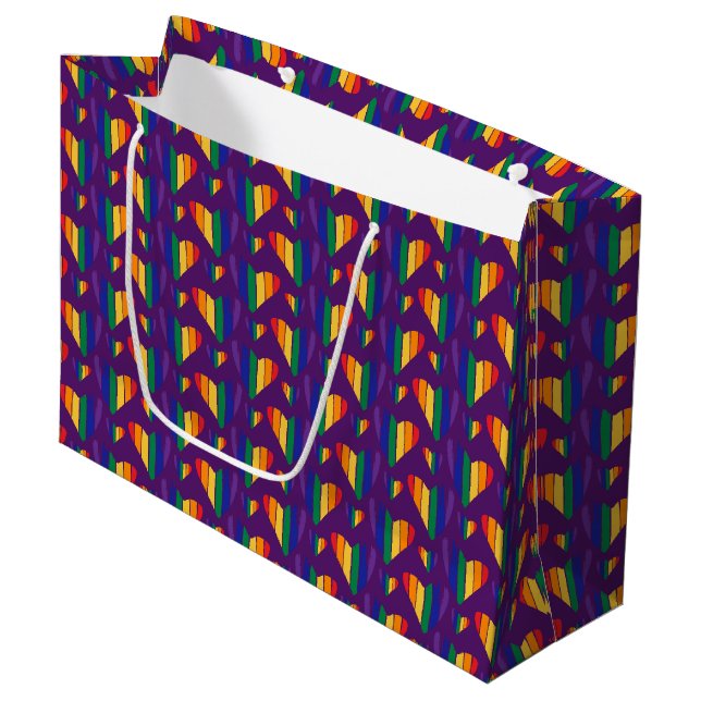 Bolsa De Regalo Grande Patrón de corazones arco iris (Angulo Anverso)