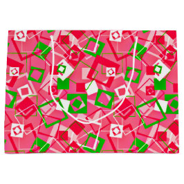 Bolsa De Regalo Grande Patrón de cuadrados retro