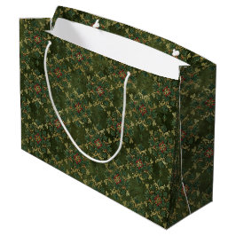 Bolsa De Regalo Grande Patrón de damasco de acebo vintage