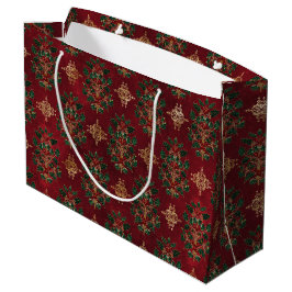 Bolsa De Regalo Grande Patrón de damasco de acebo vintage