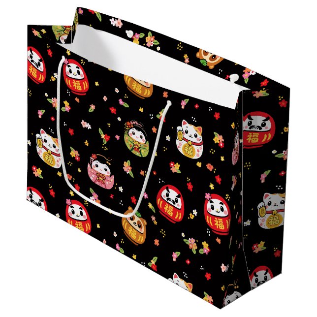 Bolsa De Regalo Grande patrón de daruma kawaii (Angulo Anverso)