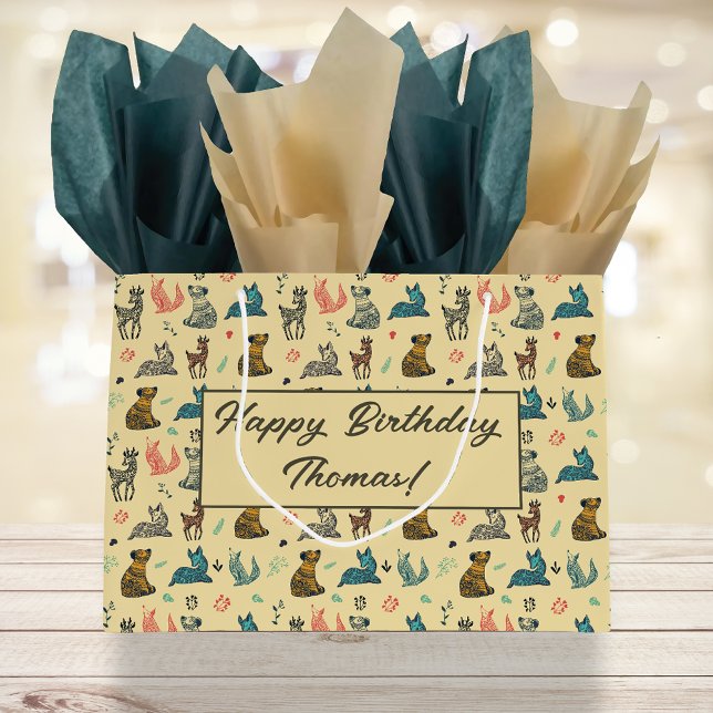 Bolsa De Regalo Grande Patrón de dibujos animados de los bosques | Amaril (Subido por el creador)