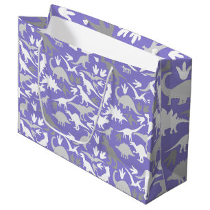Bolsa De Regalo Grande Patrón de dinosaurios 01A LPurple BG